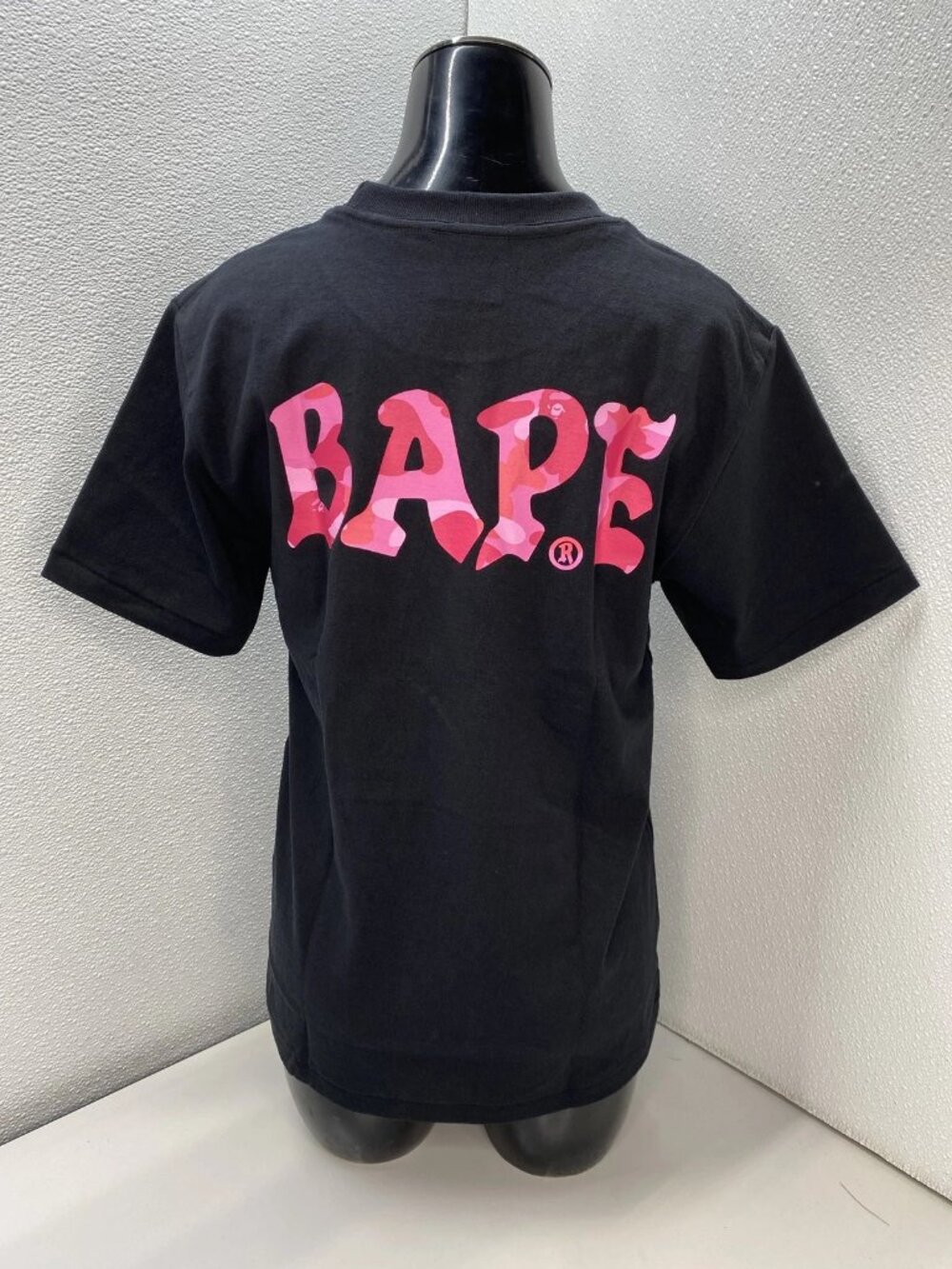 BAPE Womens T-Shirt Black Size S Color Camo Bape Logo Tee Short Sleeve Cotton
